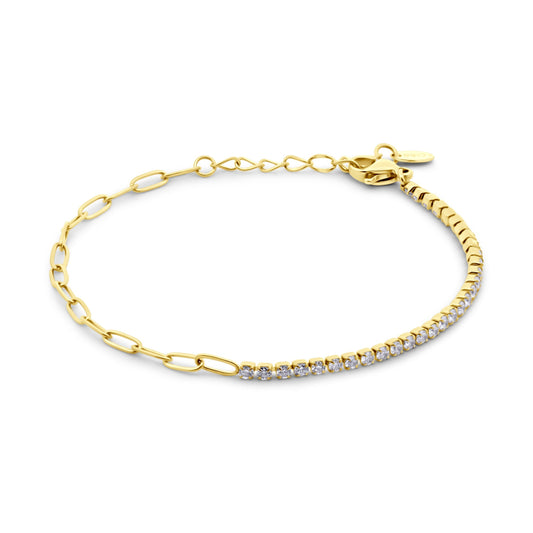 CO88 Collection Stalen Armband Goud met Zirkonia's 8CB-91359