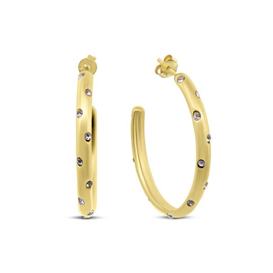 CO88 Collection Stalen Oorhangers Goud met Zirkonia's 8CE-70591