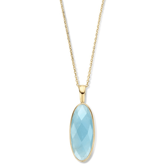 Ketting geelgoud aquamarijn CW137633