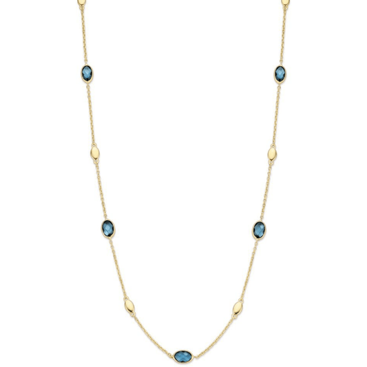 Ketting geelgoud london blue topaas 45cm CW136447