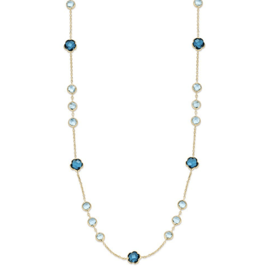 Ketting geelgoud topaas/london blue topaas 45cm CW136442