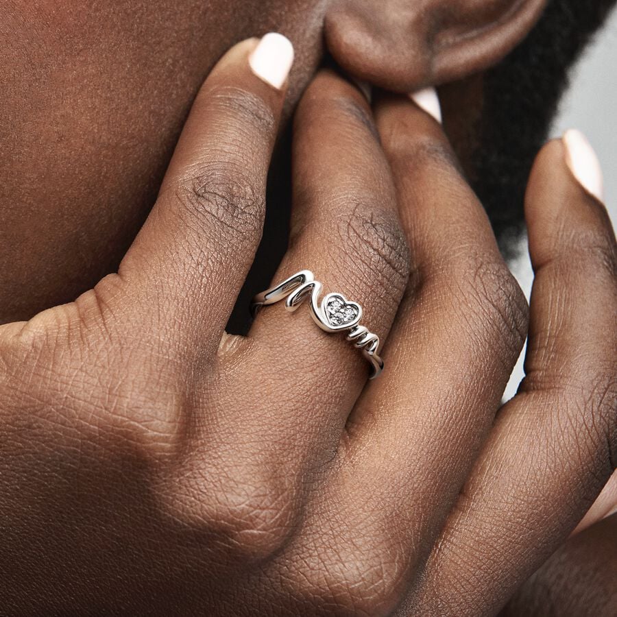 Pandora Moments Pavé Hart Ring 191149C01 - 54