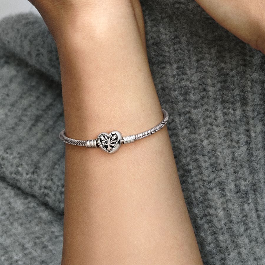 Pandora Moments Stamboom Snake Chain Armband met Hartsluiting 598827C01 - 18
