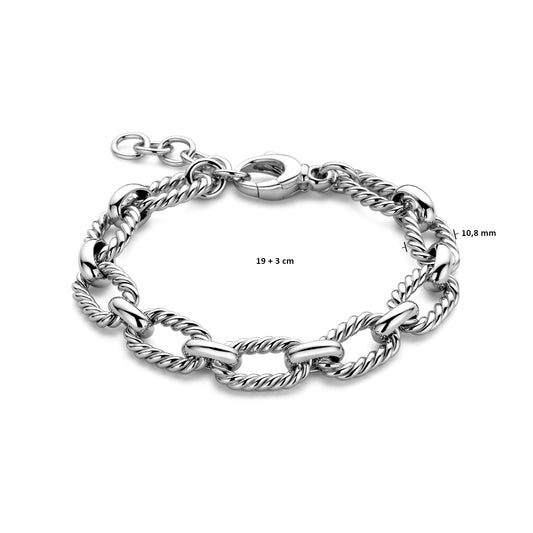 vDam Armband 10,8 Mm 19cm + 3 Cm Zilver Gerhodineerd 1338134 19cm