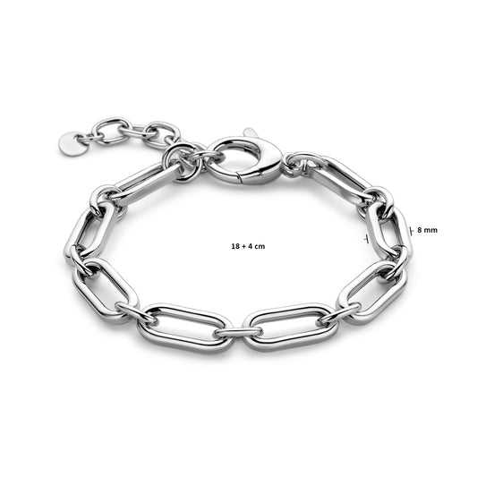 vDam Armband 8 Mm 18cm + 4 Cm Zilver Gerhodineerd 1338133 18cm