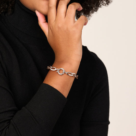 vDam Armband Anker 9,5 Mm 20cm Cm Met Groot Springslot Zilver Gerhodineerd 1340009 20cm