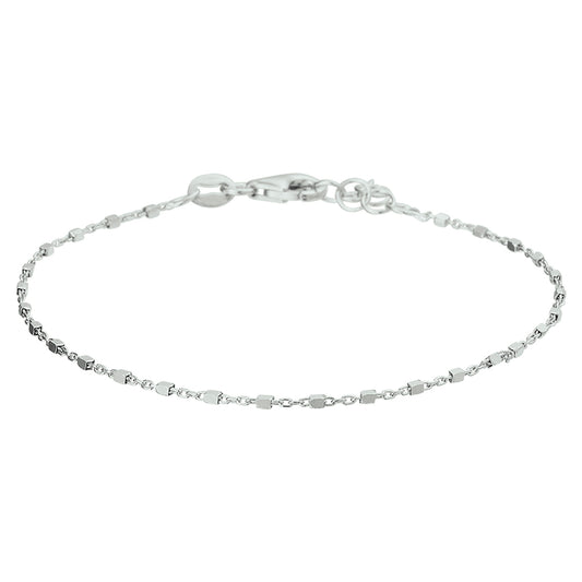 vDam Armband Blokjes 1,1 Mm 17 + 2 Cm Zilver Gerhodineerd 1327310