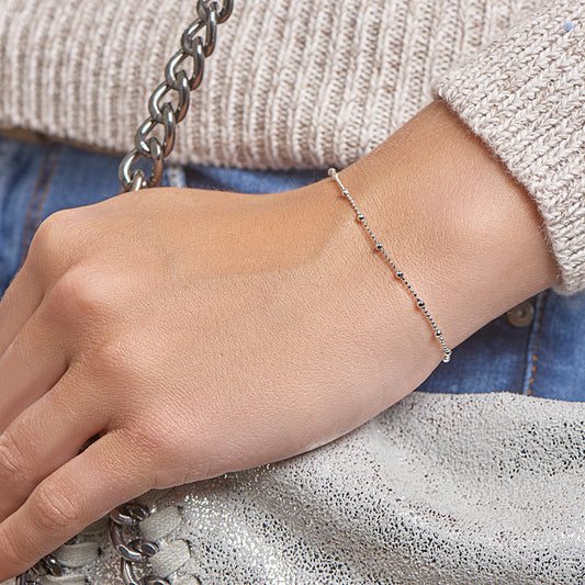 vDam Armband Bolletjes 2,0 Mm 16cm + 3 Cm Zilver Gerhodineerd 1328619 16cm