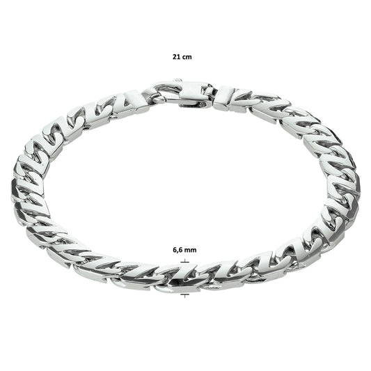 vDam Armband Gourmette 6,6 Mm Zilver Gerhodineerd 1330508 21cm