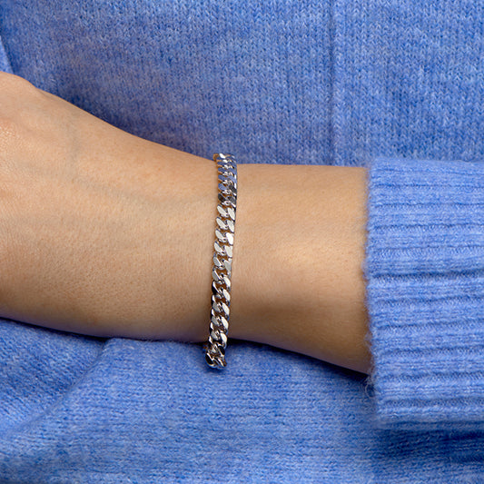 vDam Armband Gourmette 6-zijdes Geslepen 5,6 Mm 19cm Cm Zilver Gerhodineerd 1332397 19cm