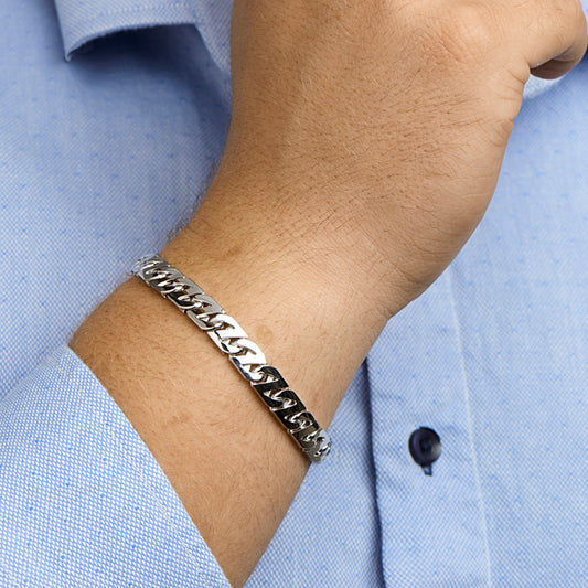 vDam Armband Gourmette 8,2 Mm Zilver Gerhodineerd 1330181 21cm