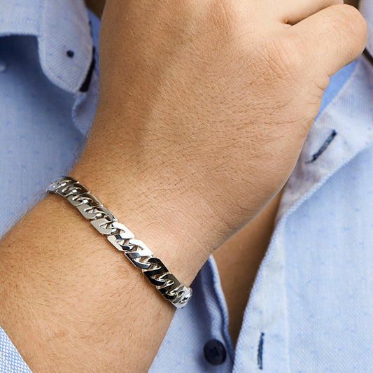 vDam Armband Gourmette 8,2 Mm Zilver Gerhodineerd 1330509 20cm