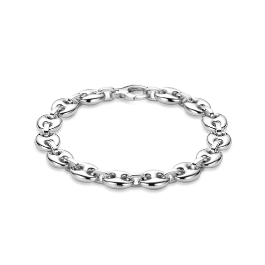 vDam Armband Koffieboon 9,5 Mm 20,5 Cm Zilver Gerhodineerd 1340748