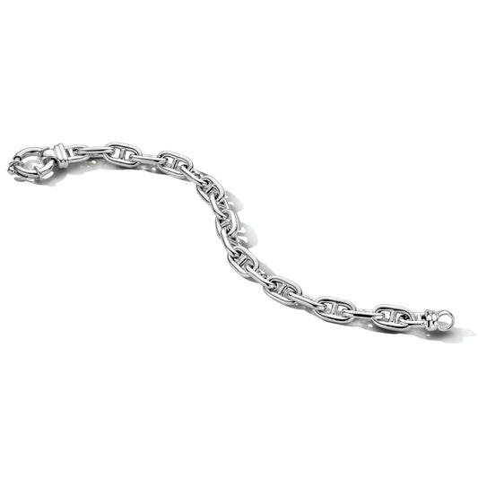 vDam Armband Marine 7,6 Mm 19 Cm Met Groot Springslot Zilver Gerhodineerd 1334427