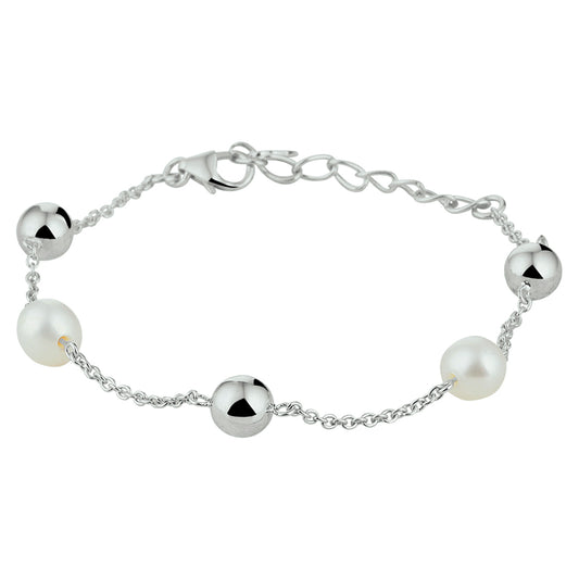 vDam Armband Parel 16 + 3 Cm Zilver Gerhodineerd 1329301