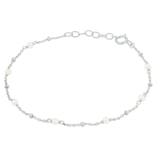 vDam Armband Parel 16,5 + 2 Cm Zilver Gerhodineerd 1332313