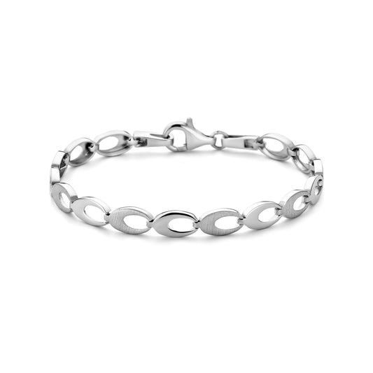 vDam Armband Poli/mat 6,0 Mm 18,5 Cm Zilver Gerhodineerd 1338511