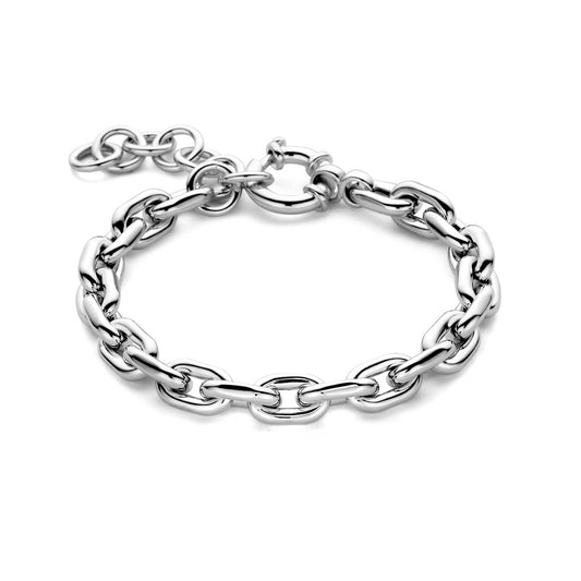 vDam Armband Ronde Buis 7,6 Mm 17 + 4 Cm Met Groot Springslot Zilver Gerhodineerd 1338048