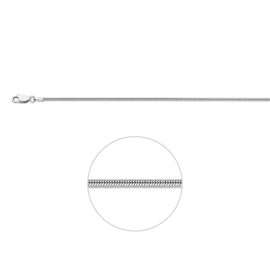 vDam Armband Slang Rond 1,6 Mm 18 Cm Zilver Gerhodineerd 1329736