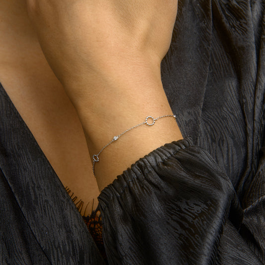 vDam Armband Zirkonia 16cm + 2 Cm Zilver Gerhodineerd 1333530 16cm