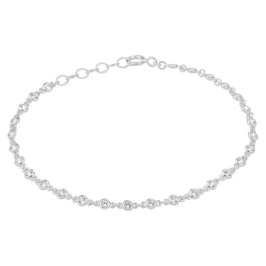 vDam Armband Zirkonia 16,5 + 2 Cm Zilver Gerhodineerd 1332646