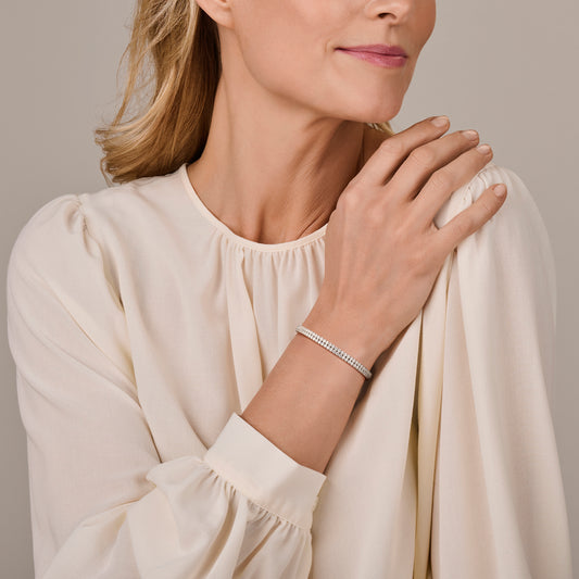 vDam Armband Zirkonia 4,5 Mm 17cm + 3 Cm Zilver Gerhodineerd 1341507 17cm