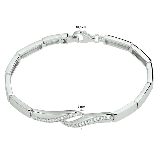 vDam Armband Zirkonia 7 Mm 18,5 Cm Zilver Gerhodineerd 1328184 18.5cm