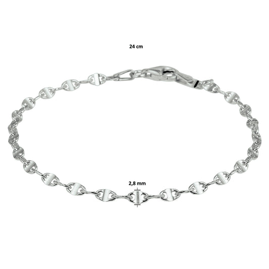 vDam Enkelbandje Koffieboon 2,8 Mm 24cm Cm Zilver Gerhodineerd 1328285 24cm