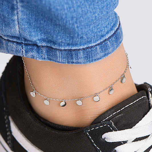 vDam Enkelbandje Rondjes 24cm + 2 Cm Zilver Gerhodineerd 1328392 24cm