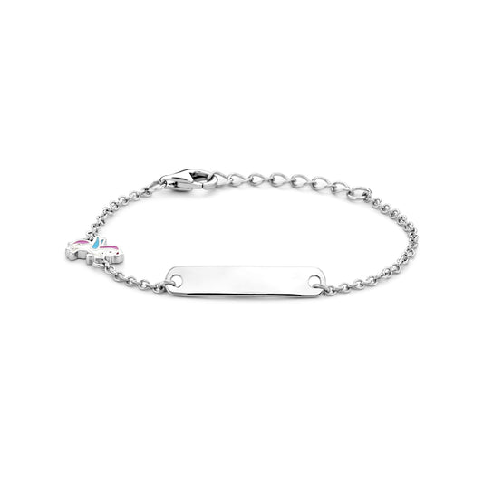 vDam Graveerarmband Eenhoorn Plaat 4,5 Mm 11 + 2 Cm Zilver Gerhodineerd 1337639