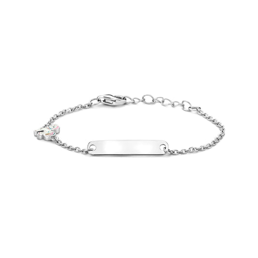 vDam Graveerarmband Eenhoorn Plaat 4,5 Mm 11 + 2 Cm Zilver Gerhodineerd 1337641