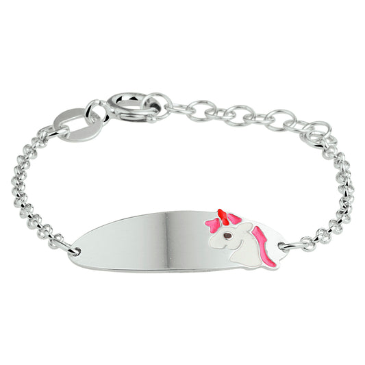 vDam Graveerarmband Eenhoorn Plaat 7 Mm Zilver Gerhodineerd 1332329