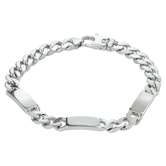 vDam Graveerarmband Gourmette 6-zijdes Geslepen Plaat 7,0 Mm Zilver Gerhodineerd 1332227