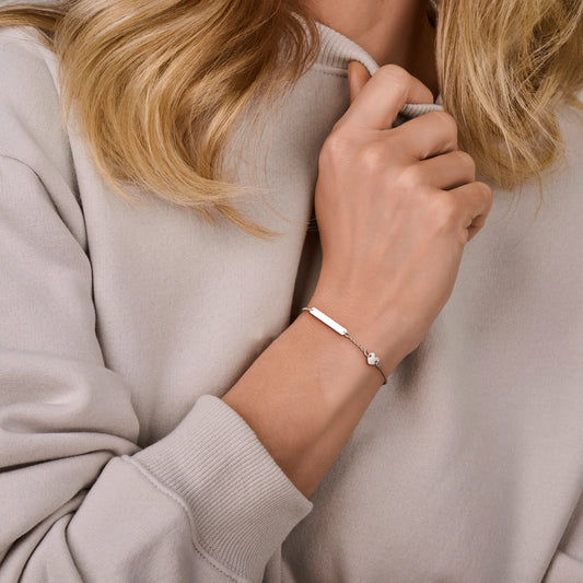 vDam Graveerarmband Hart En Plaat 3,5 Mm 16cm - 18 Cm Zilver Gerhodineerd 1338748 16cm