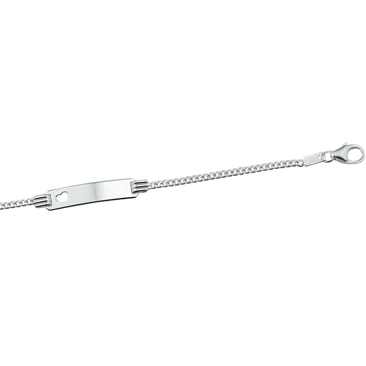 vDam Graveerarmband Hart Gourmette Plaat 4,8 Mm Zilver Gerhodineerd 13cm29656 13cm
