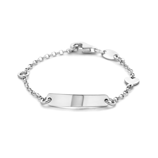 vDam Graveerarmband Hart Plaat 4,0 Mm Zilver Gerhodineerd 1329198