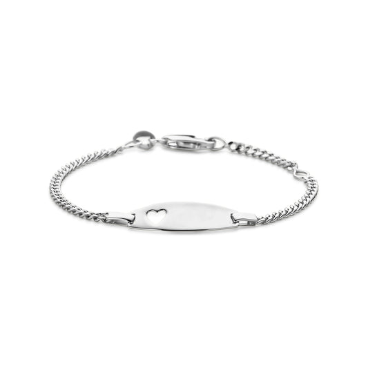 vDam Graveerarmband Hartje 11 - 13 Cm Zilver Wit 1021942