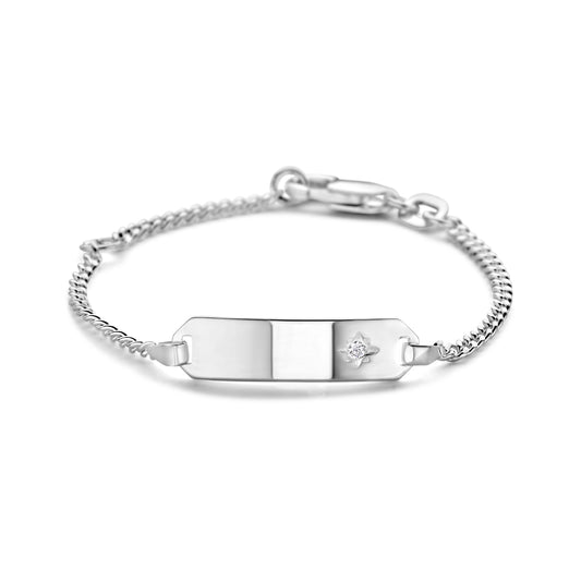 vDam Graveerarmband Zirkonia Plaat 5,0 Mm 9 - 11 Cm Zilver Gerhodineerd 1329672