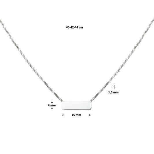 vDam Graveercollier Plaat 4,0 Mm 40cm - 42 - 44 Cm Zilver Gerhodineerd 1327735 40cm