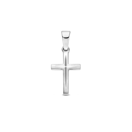 vDam Hanger Kruis Mat Gediamanteerd 13 Mm Zilver Gerhodineerd 1340464