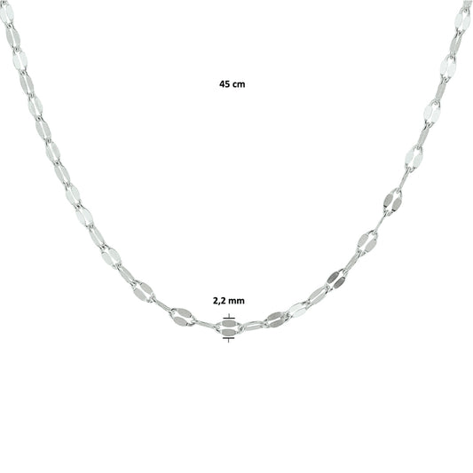 vDam Ketting 2,2 Mm Zilver Gerhodineerd 1328634 45cm