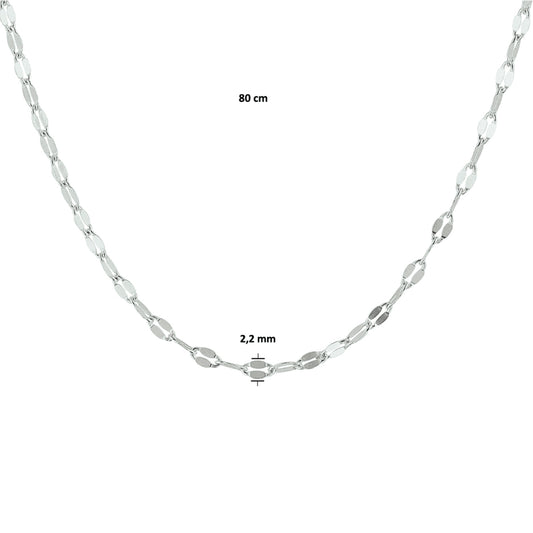 vDam Ketting 2,2 Mm Zilver Gerhodineerd 1328635 80cm