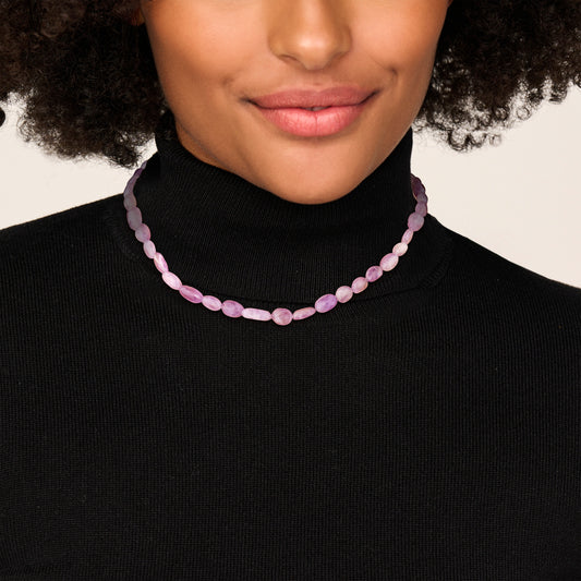 vDam Ketting Amethist 40cm + 5 Cm Zilver Gerhodineerd 1341052 40cm