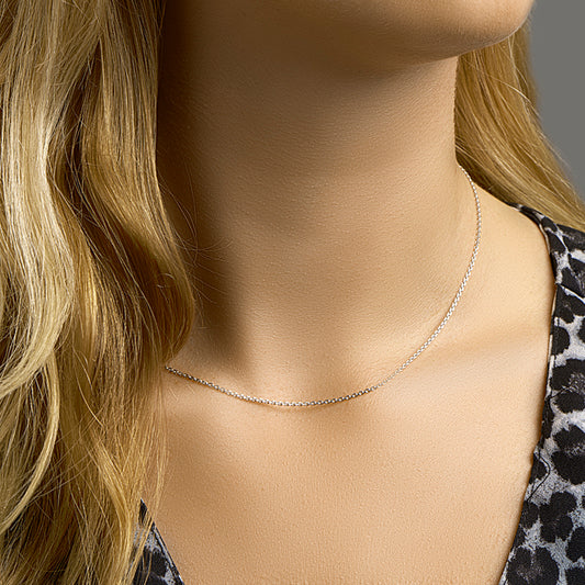 vDam Ketting Anker Gediamanteerd 1,3 Mm Zilver Gerhodineerd 1330061 38cm