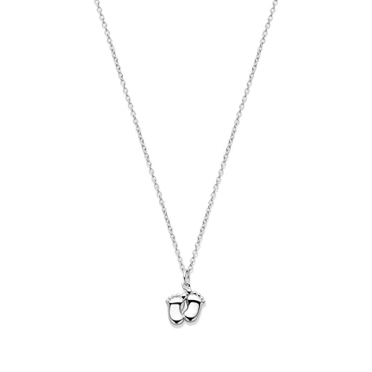 vDam Ketting Baby Voetjes 41 - 43 - 45 Cm Zilver Gerhodineerd 1339904