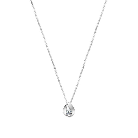 vDam Ketting Druppel Zirkonia Poli/mat 41 + 4 Cm Zilver Gerhodineerd 1340064