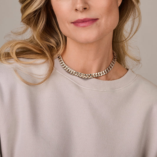 vDam Ketting Gourmette 10 Mm 42cm + 3 Cm Zilver Gerhodineerd 1337022 42cm