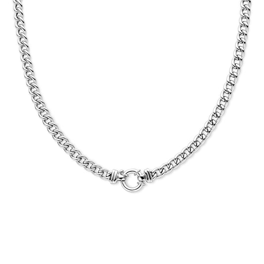 vDam Ketting Gourmette 7,0 Mm 45 Cm Met Groot Springslot Zilver Gerhodineerd 1336601