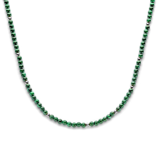 vDam Ketting Malachiet 42 + 3 Cm Zilver Gerhodineerd 1336959