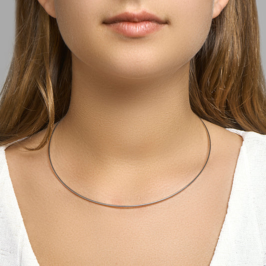 vDam Ketting Omega Rond 42cm + 3 Cm 1,4 Mm Zilver Gerhodineerd 1329068 42cm